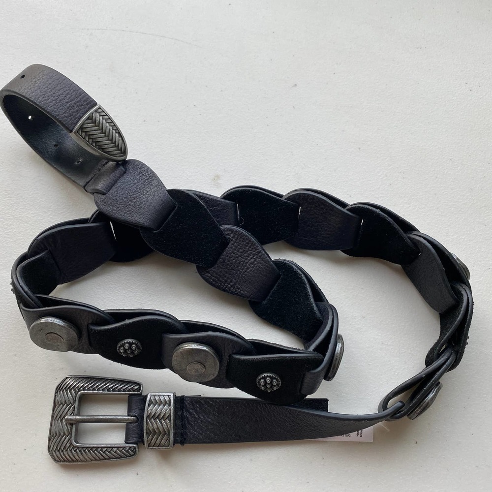 NEW without Tag - Free People Medallion Black Leather Belt M/L